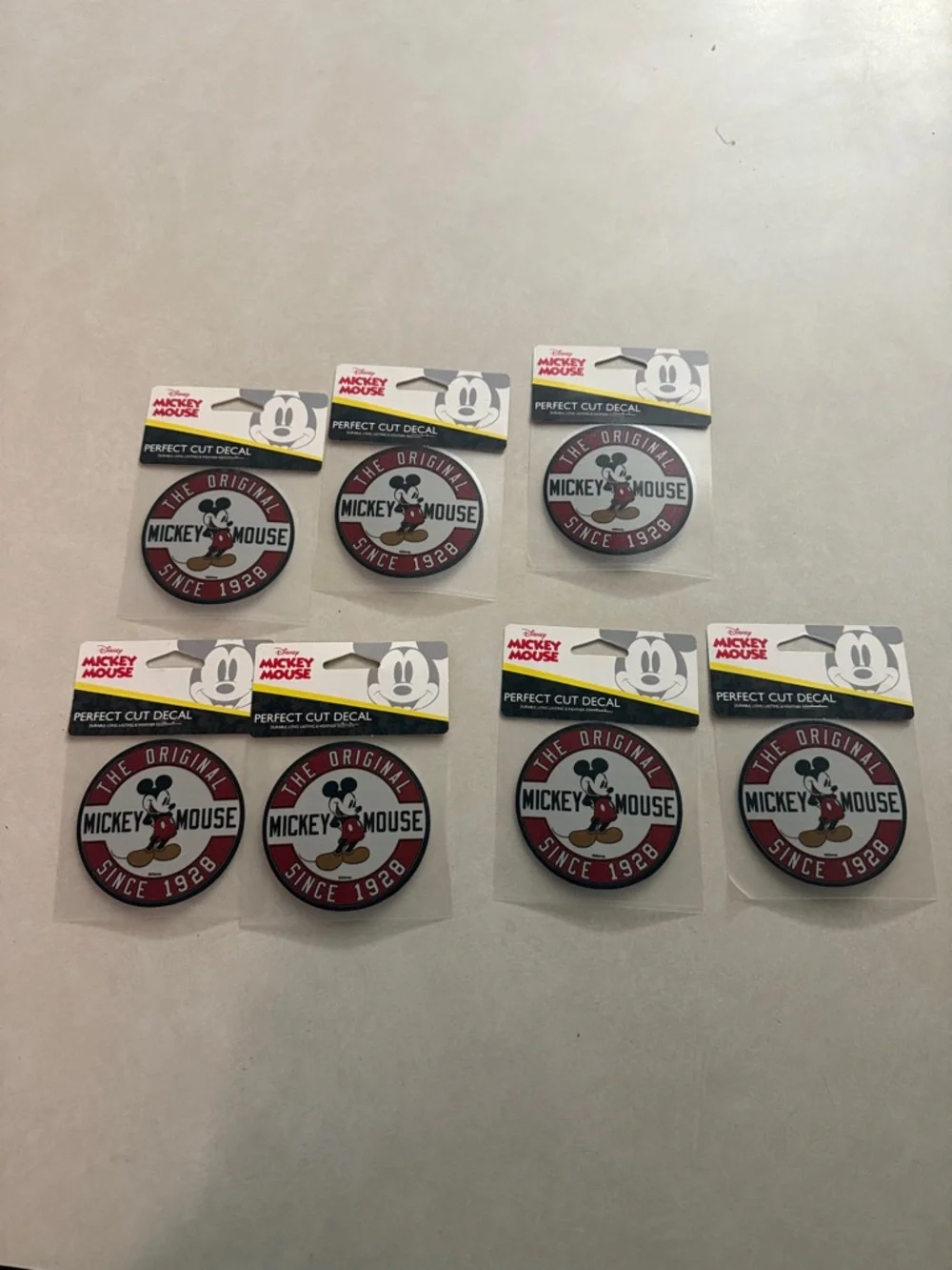 Disney Mickey Mouse Round Decal Stickers in Red and Black - Set of 7